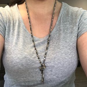 Zoe Lariat Necklace - Hematite
